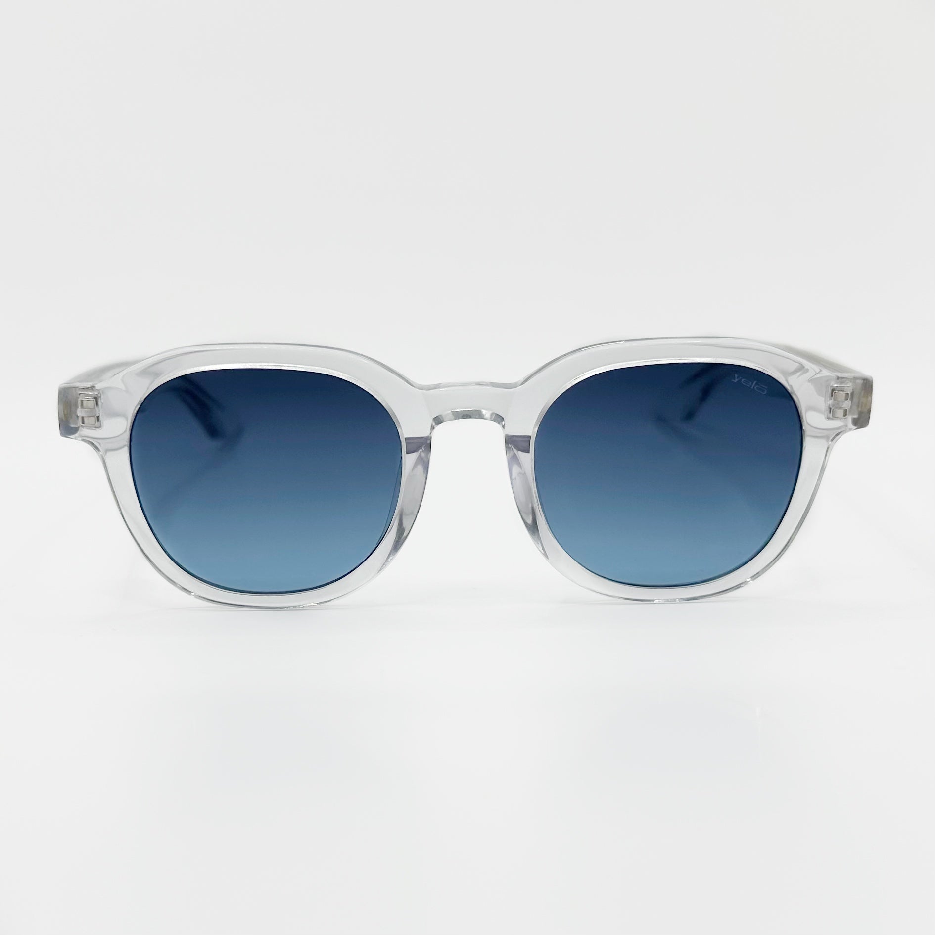 Lentes cuadrados transparentes con azul. Yelo Eyewear